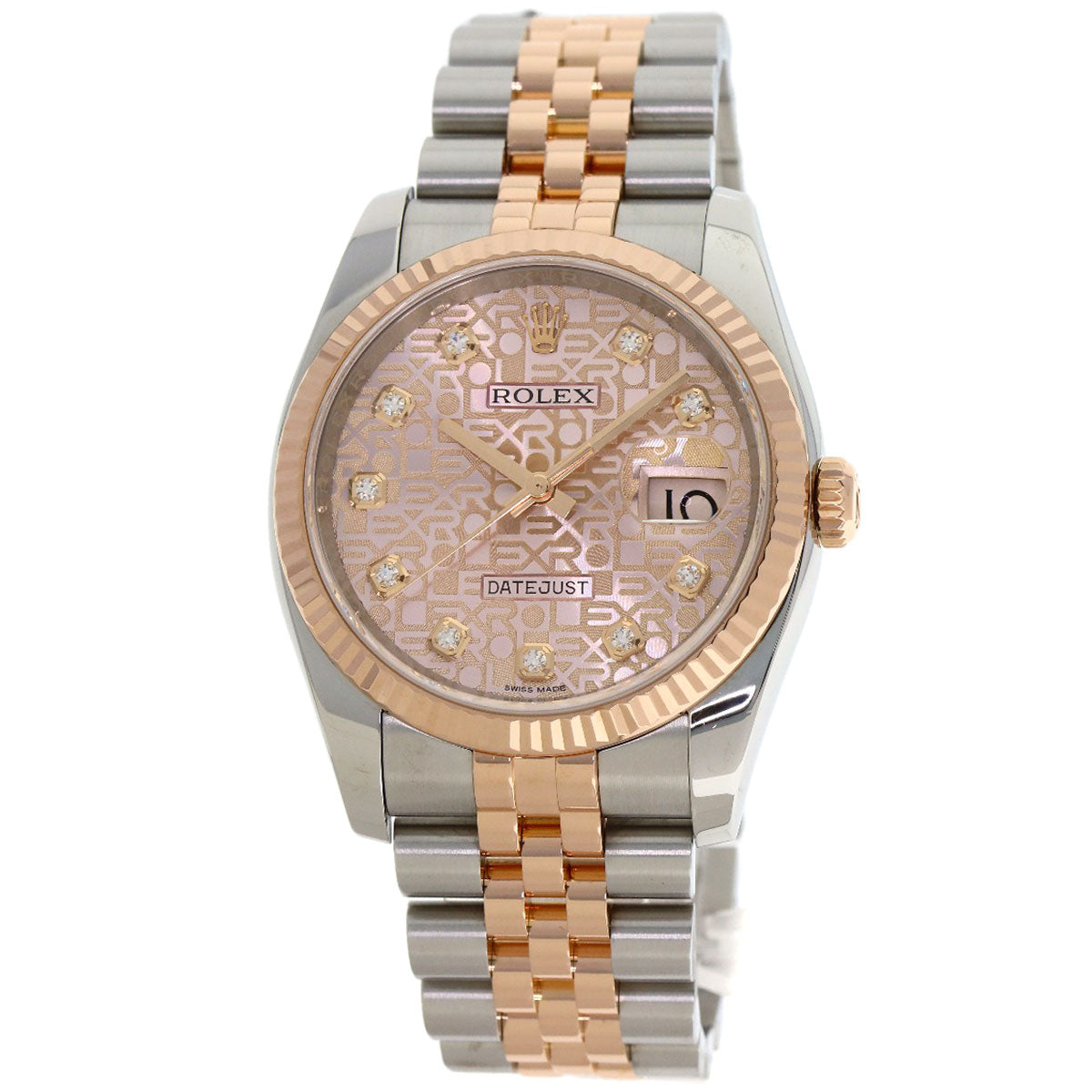 ROLEX ロレックス 116231G デイトジャスト 10P ダイヤモンド 腕時計 SS メンズ 中古