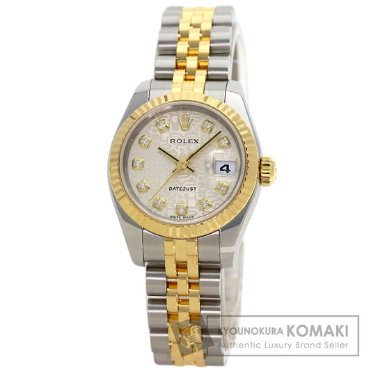 ROLEX ロレックス 179173G デイトジャスト 10P ダイヤモンド 腕時計 SS レディース 中古