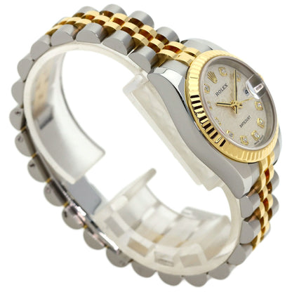 ROLEX ロレックス 179173G デイトジャスト 10P ダイヤモンド 腕時計 SS レディース 中古