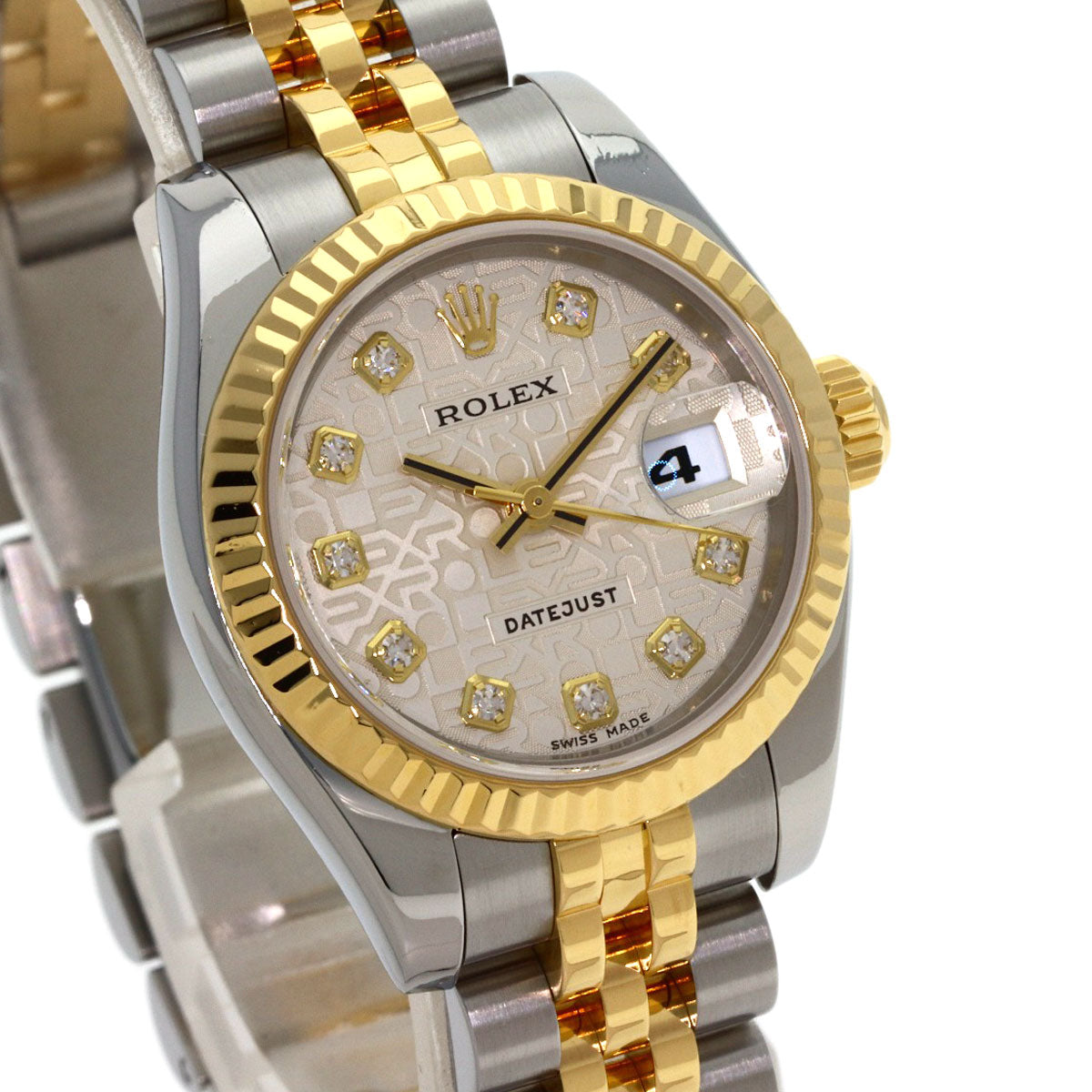 ROLEX ロレックス 179173G デイトジャスト 10P ダイヤモンド 腕時計 SS レディース 中古