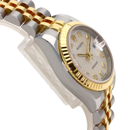 ROLEX ロレックス 179173G デイトジャスト 10P ダイヤモンド 腕時計 SS レディース 中古