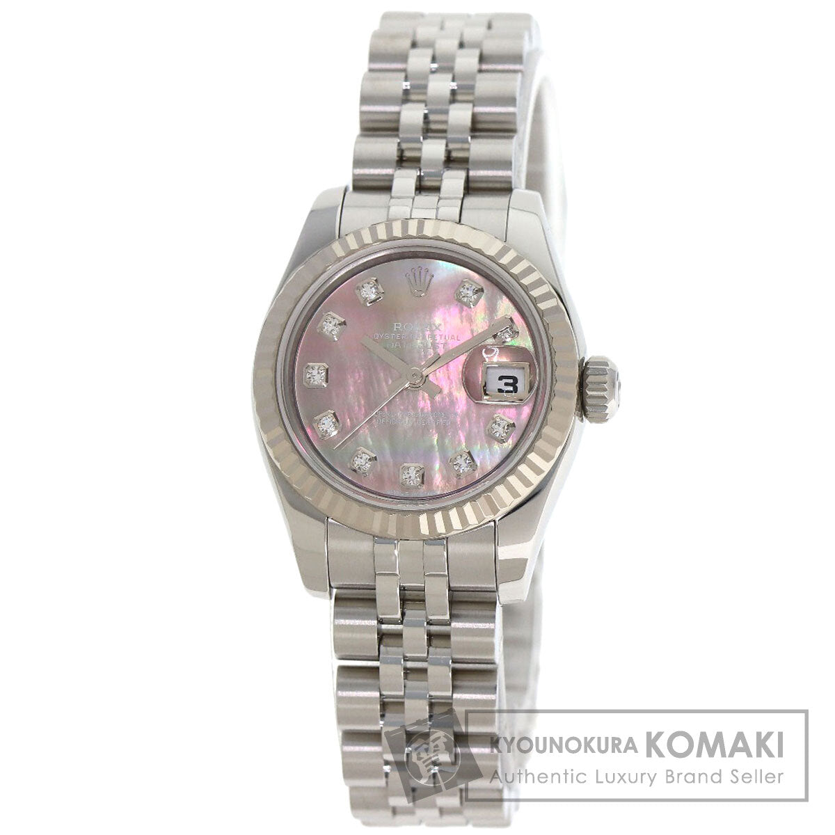 ROLEX ロレックス 179174NG デイトジャスト 10P ダイヤモンド 腕時計 SS レディース 中古