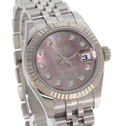 ROLEX ロレックス 179174NG デイトジャスト 10P ダイヤモンド 腕時計 SS レディース 中古