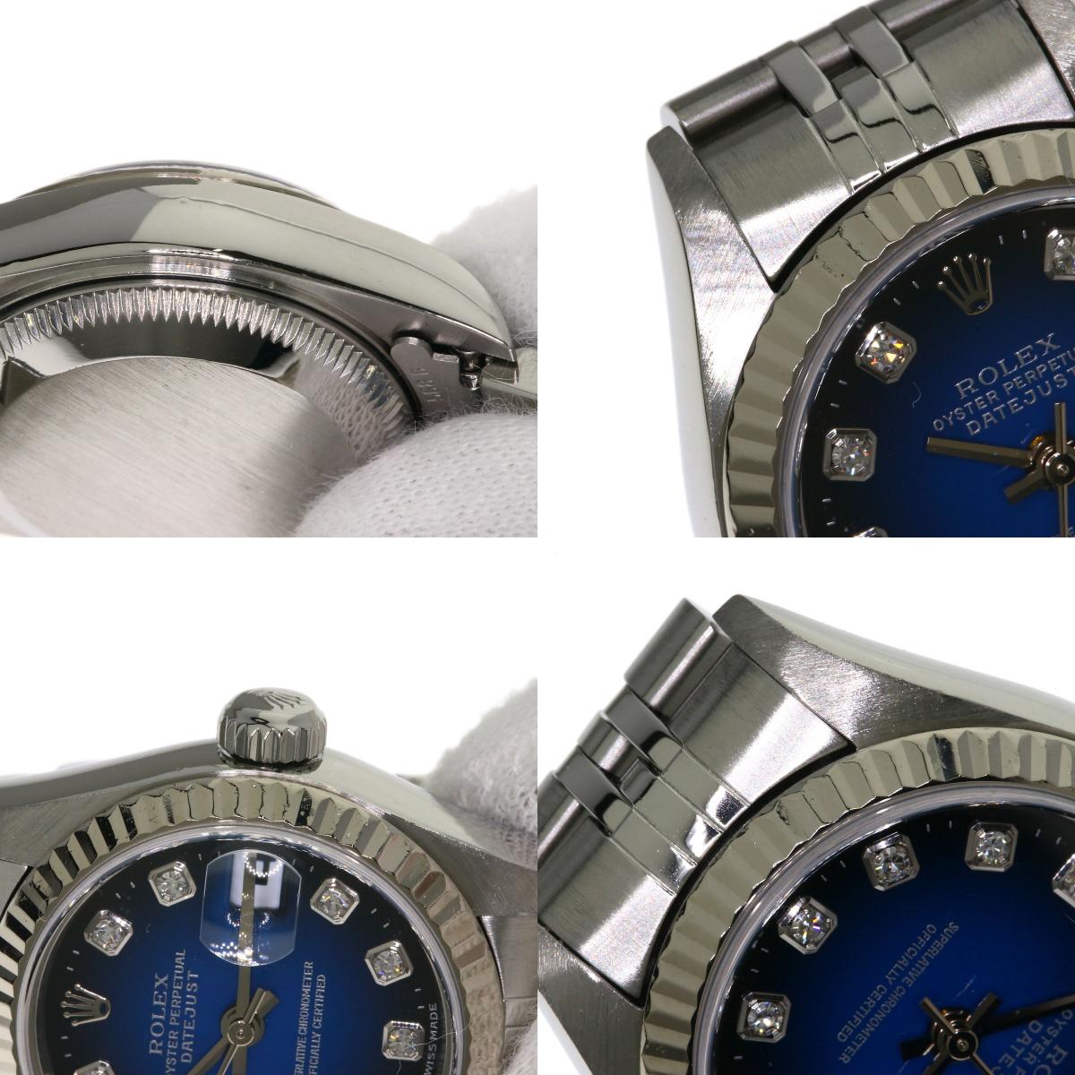 ROLEX ロレックス 79174G デイトジャスト 10P ダイヤモンド ブルーグラデーション 腕時計 SS レディース 中古