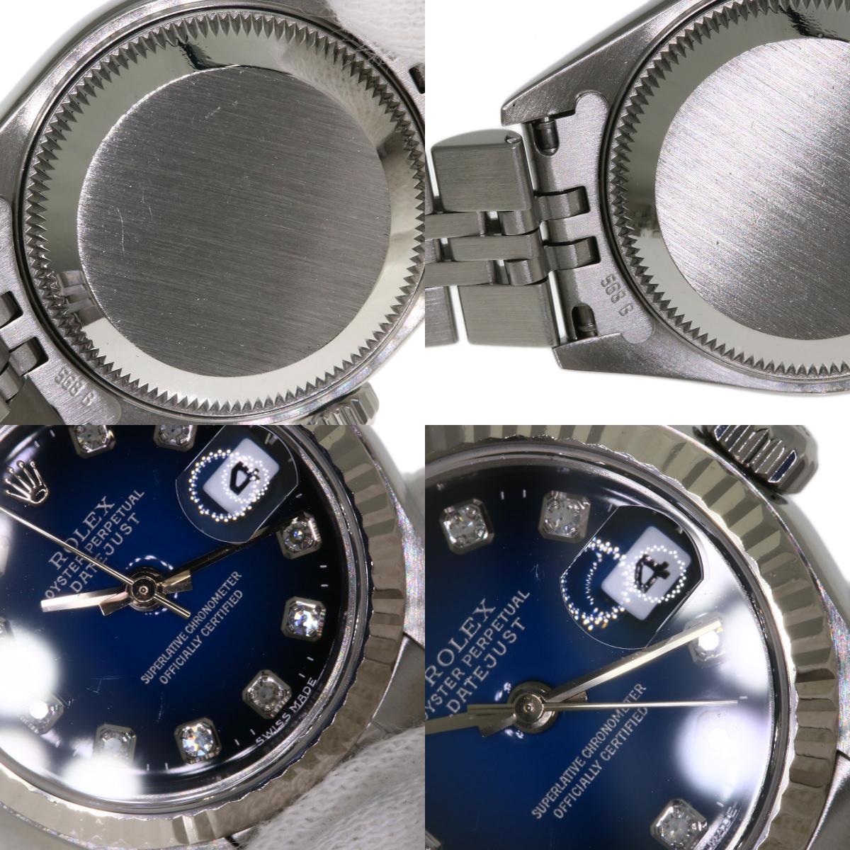 ROLEX ロレックス 79174G デイトジャスト 10P ダイヤモンド ブルーグラデーション 腕時計 SS レディース 中古