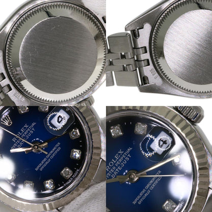 ROLEX ロレックス 79174G デイトジャスト 10P ダイヤモンド ブルーグラデーション 腕時計 SS レディース 中古