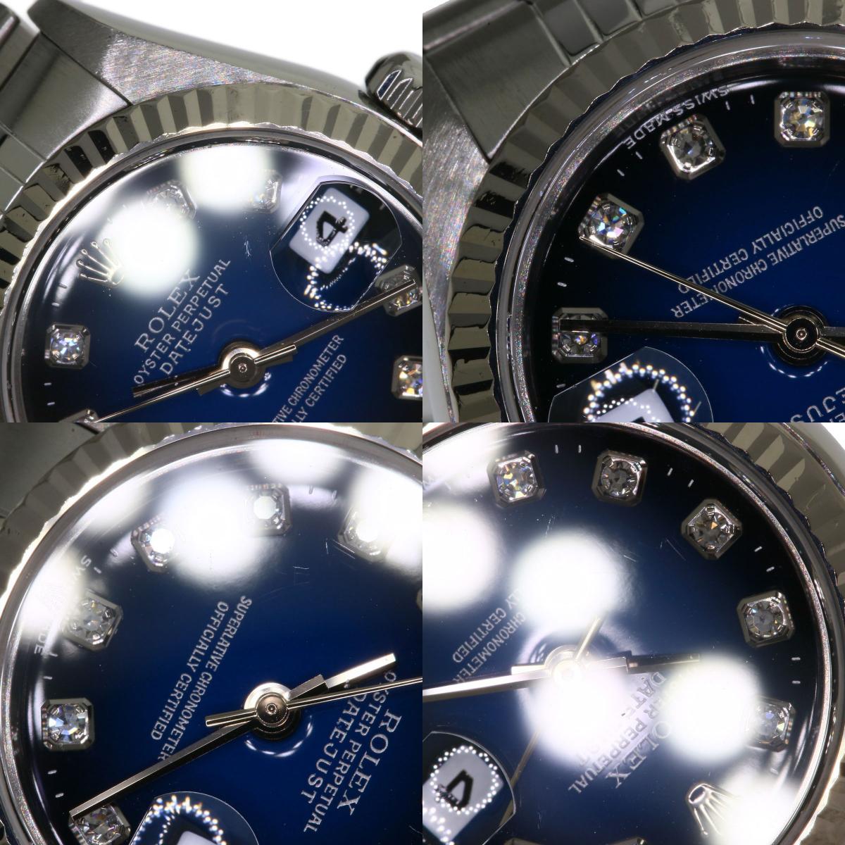 ROLEX ロレックス 79174G デイトジャスト 10P ダイヤモンド ブルーグラデーション 腕時計 SS レディース 中古