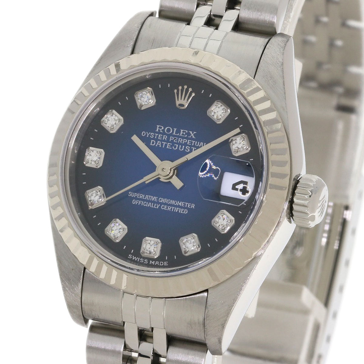 ROLEX ロレックス 79174G デイトジャスト 10P ダイヤモンド ブルーグラデーション 腕時計 SS レディース 中古