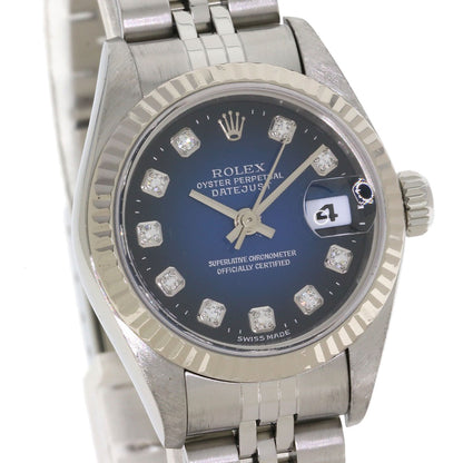 ROLEX ロレックス 79174G デイトジャスト 10P ダイヤモンド ブルーグラデーション 腕時計 SS レディース 中古