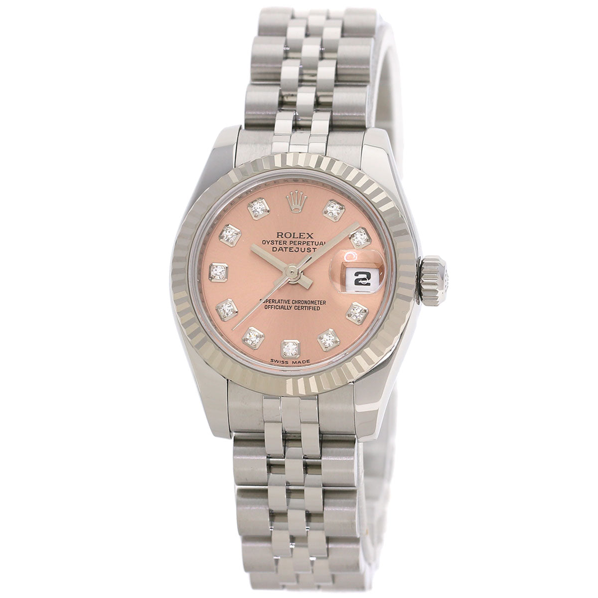 ROLEX ロレックス 179174G デイトジャスト 10P ダイヤモンド 腕時計 SS レディース 中古