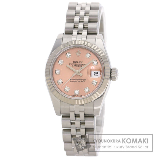 ROLEX ロレックス 179174G デイトジャスト 10P ダイヤモンド 腕時計 SS レディース 中古