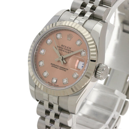 ROLEX ロレックス 179174G デイトジャスト 10P ダイヤモンド 腕時計 SS レディース 中古