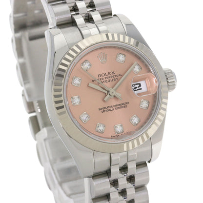 ROLEX ロレックス 179174G デイトジャスト 10P ダイヤモンド 腕時計 SS レディース 中古