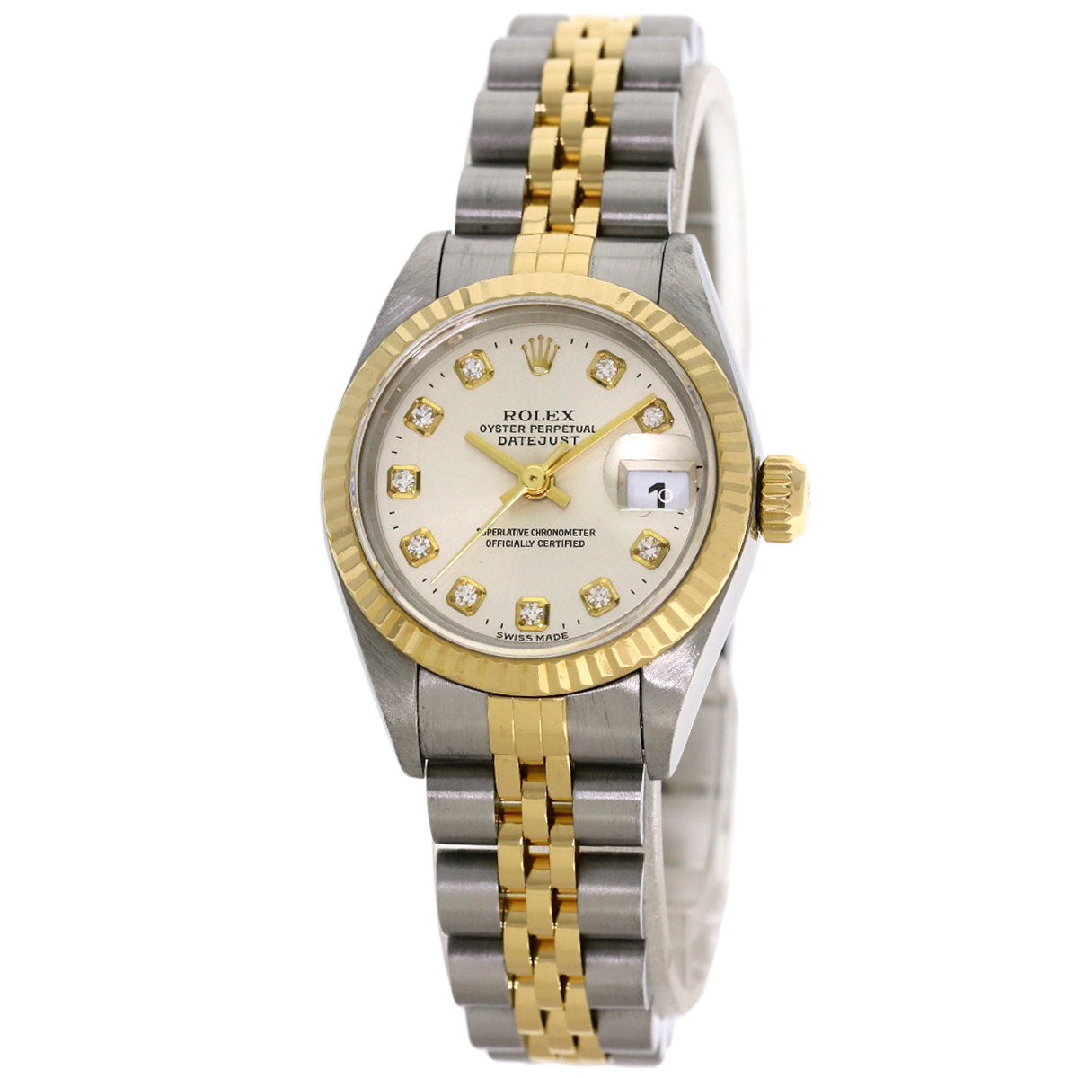 ROLEX ロレックス 69173G デイトジャスト 10P ダイヤモンド 腕時計 SS レディース 中古
