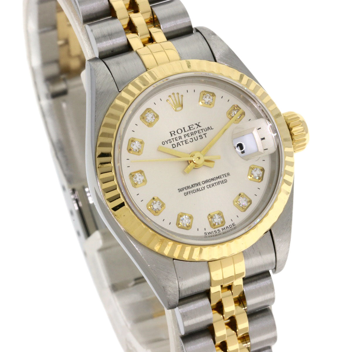 ROLEX ロレックス 69173G デイトジャスト 10P ダイヤモンド 腕時計 SS レディース 中古