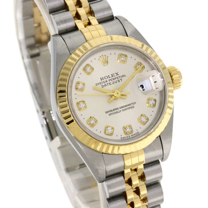 ROLEX ロレックス 69173G デイトジャスト 10P ダイヤモンド 腕時計 SS レディース 中古