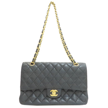 CHANEL シャネル マトラッセ ダブルフラップ ゴールド金具 ショルダーバッグ グレインド カーフスキン レディース 中古