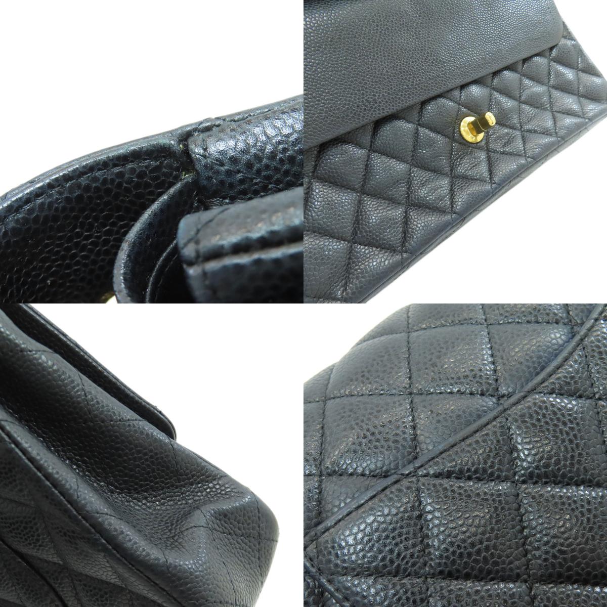 CHANEL シャネル マトラッセ ダブルフラップ ゴールド金具 ショルダーバッグ グレインド カーフスキン レディース 中古