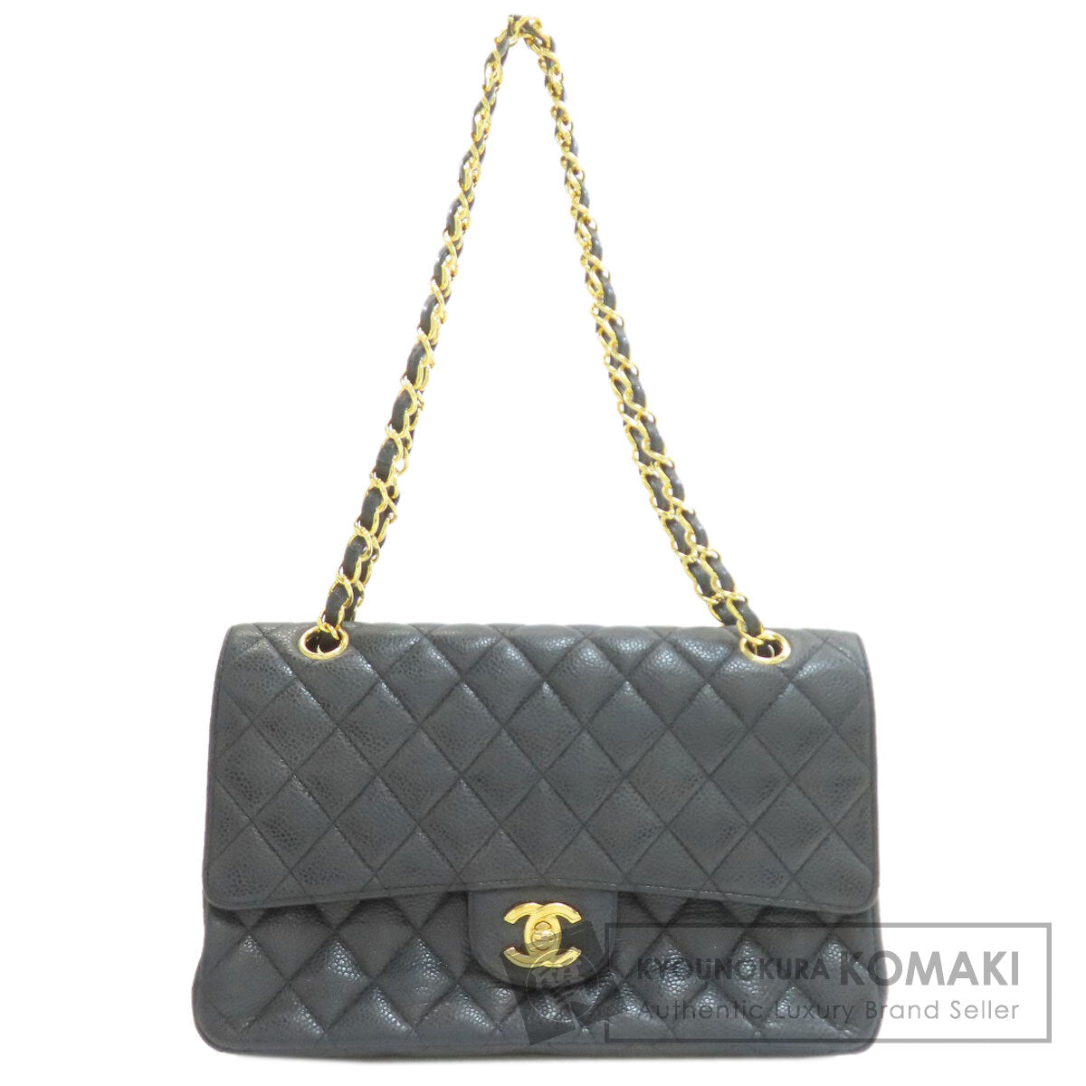 CHANEL シャネル マトラッセ ダブルフラップ ゴールド金具 ショルダーバッグ グレインド カーフスキン レディース 中古