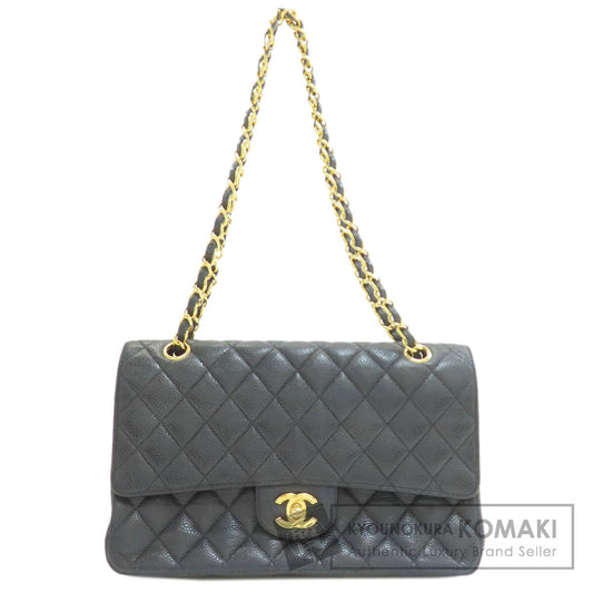 CHANEL シャネル マトラッセ ダブルフラップ ゴールド金具 ショルダーバッグ グレインド カーフスキン レディース 中古