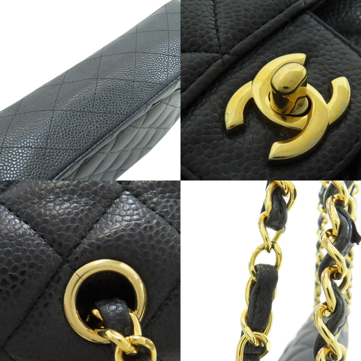 CHANEL シャネル マトラッセ ダブルフラップ ゴールド金具 ショルダーバッグ グレインド カーフスキン レディース 中古