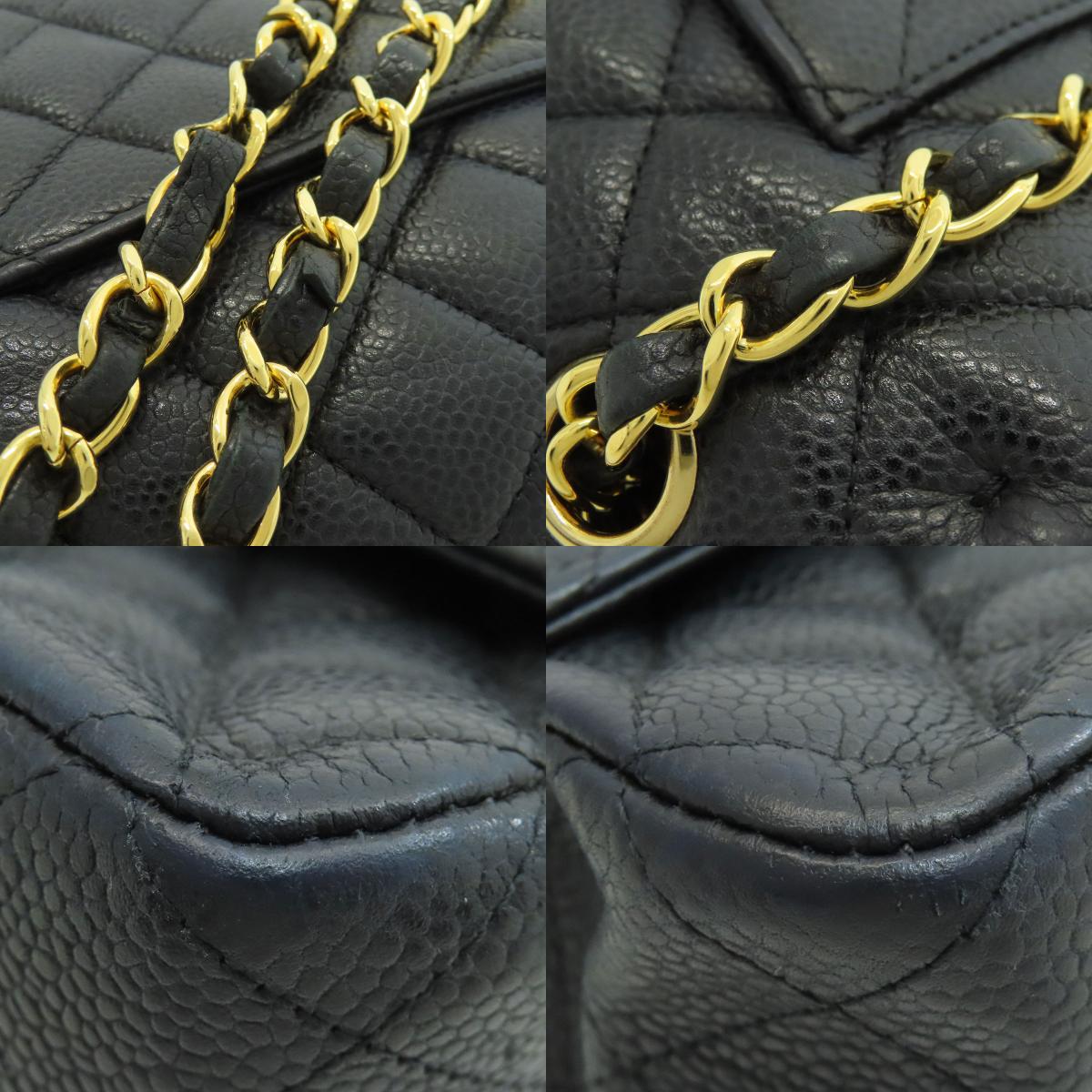 CHANEL シャネル マトラッセ ダブルフラップ ゴールド金具 ショルダーバッグ グレインド カーフスキン レディース 中古