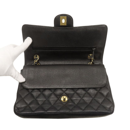 CHANEL シャネル マトラッセ ダブルフラップ ゴールド金具 ショルダーバッグ グレインド カーフスキン レディース 中古