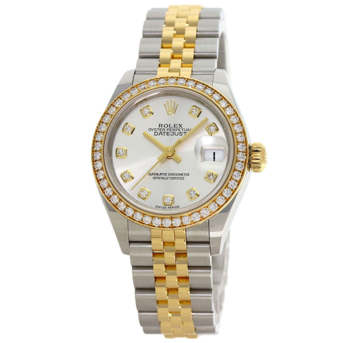 ROLEX ロレックス 279383RBR デイトジャスト 10P ベゼルダイヤモンド 腕時計 SS レディース 中古