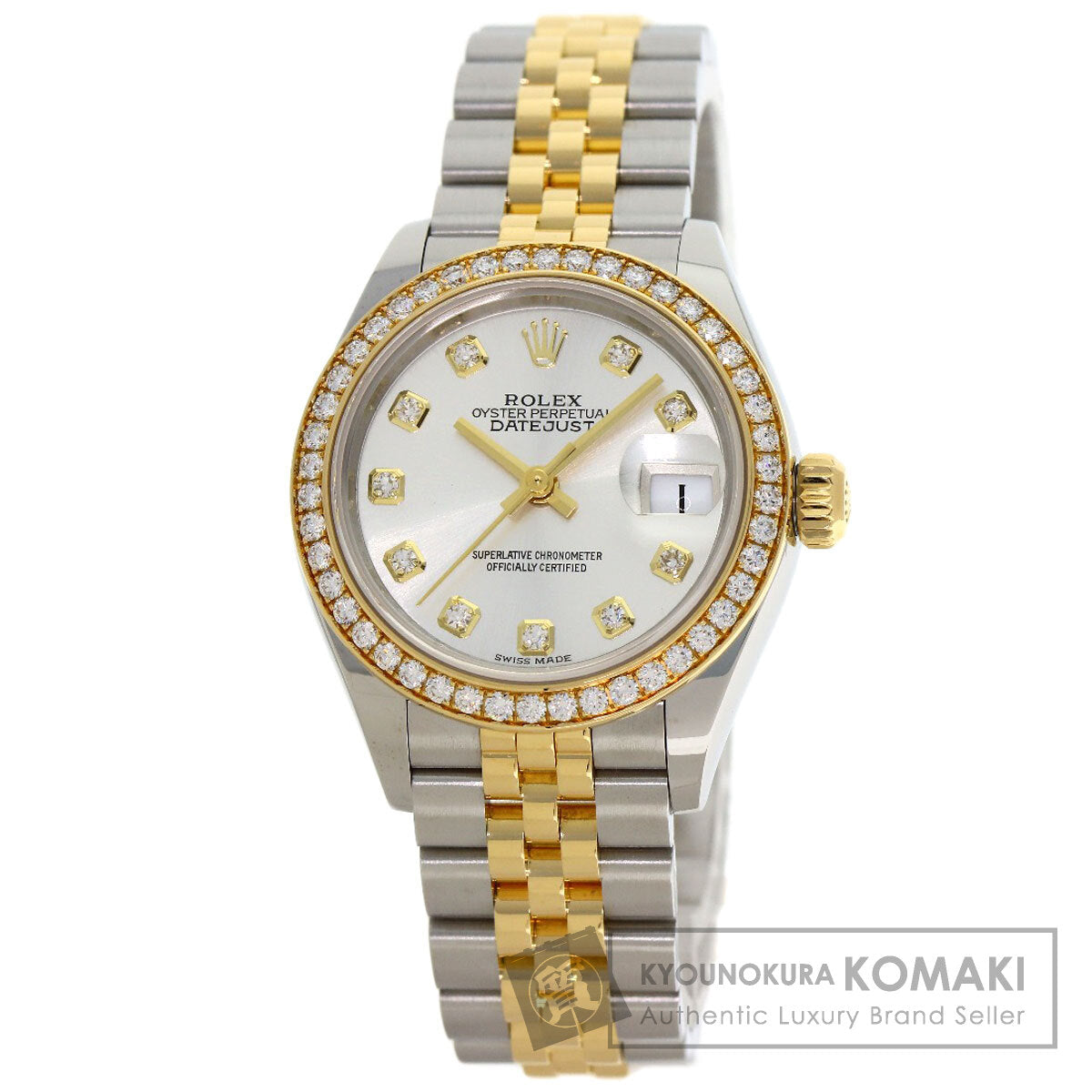 ROLEX ロレックス 279383RBR デイトジャスト 10P ベゼルダイヤモンド 腕時計 SS レディース 中古