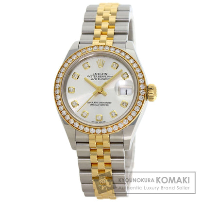 ROLEX ロレックス 279383RBR デイトジャスト 10P ベゼルダイヤモンド 腕時計 SS レディース 中古