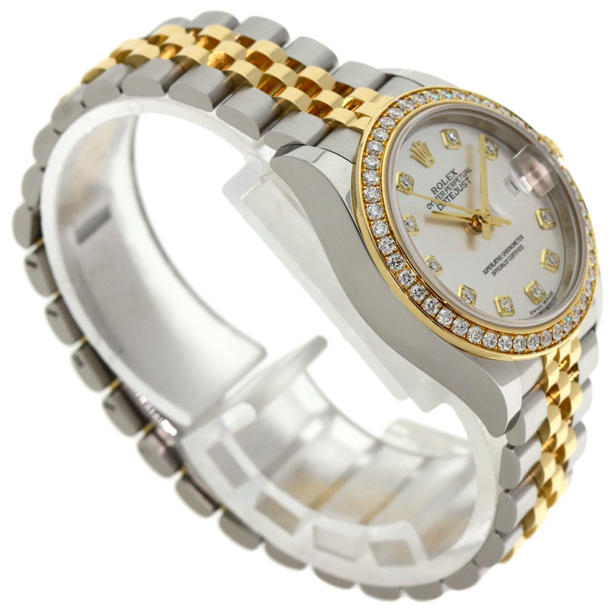 ROLEX ロレックス 279383RBR デイトジャスト 10P ベゼルダイヤモンド 腕時計 SS レディース 中古