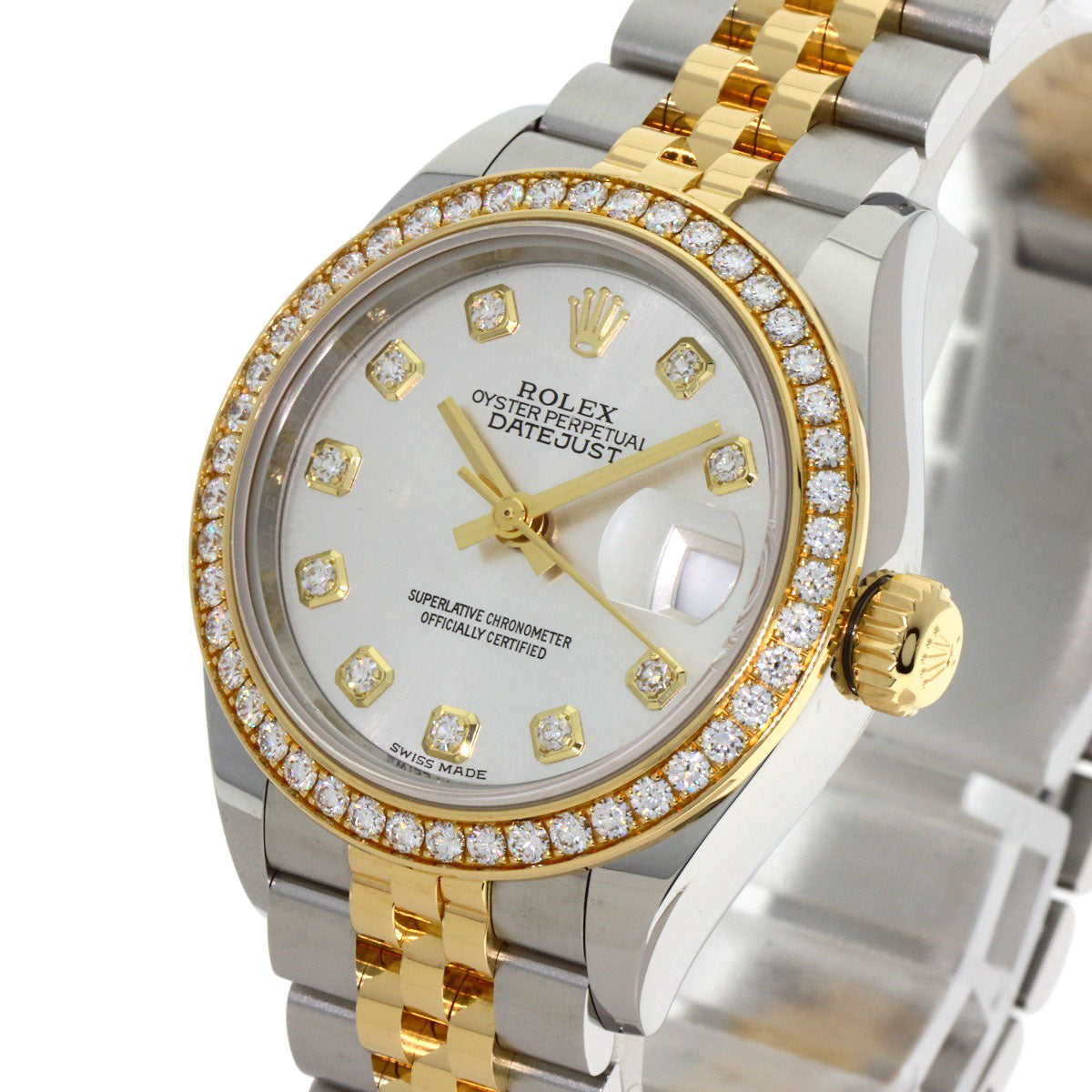 ROLEX ロレックス 279383RBR デイトジャスト 10P ベゼルダイヤモンド 腕時計 SS レディース 中古