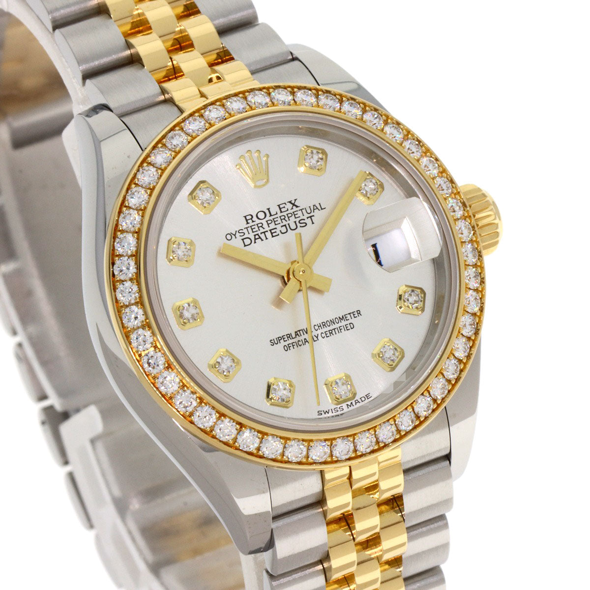 ROLEX ロレックス 279383RBR デイトジャスト 10P ベゼルダイヤモンド 腕時計 SS レディース 中古