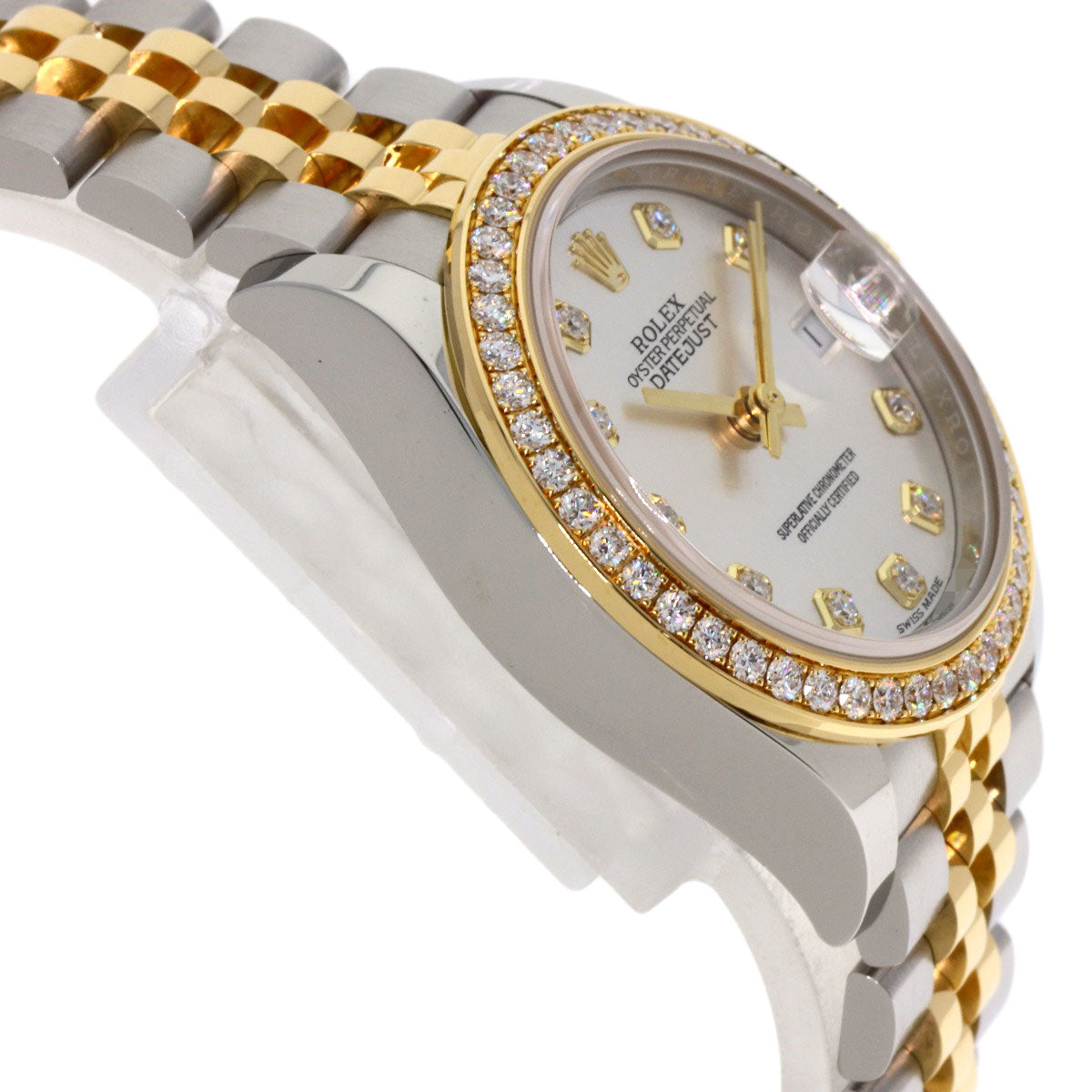 ROLEX ロレックス 279383RBR デイトジャスト 10P ベゼルダイヤモンド 腕時計 SS レディース 中古