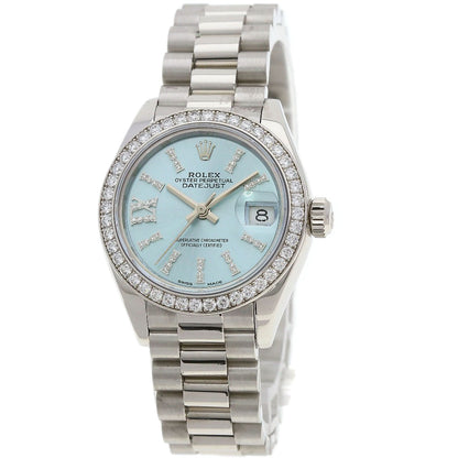 ROLEX ロレックス 279136RBR デイトジャスト 28 ベゼル ダイヤモンド 腕時計 PT レディース 中古