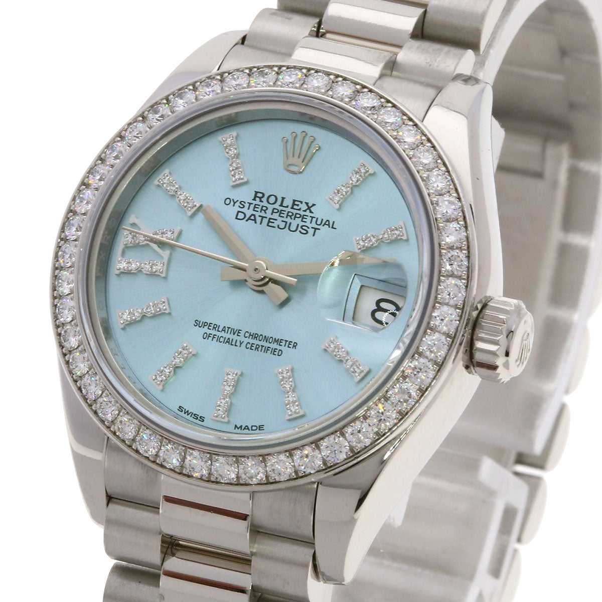 ROLEX ロレックス 279136RBR デイトジャスト 28 ベゼル ダイヤモンド 腕時計 PT レディース 中古