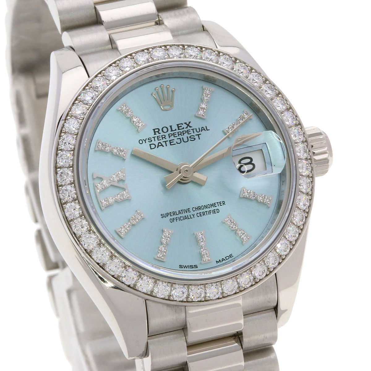 ROLEX ロレックス 279136RBR デイトジャスト 28 ベゼル ダイヤモンド 腕時計 PT レディース 中古