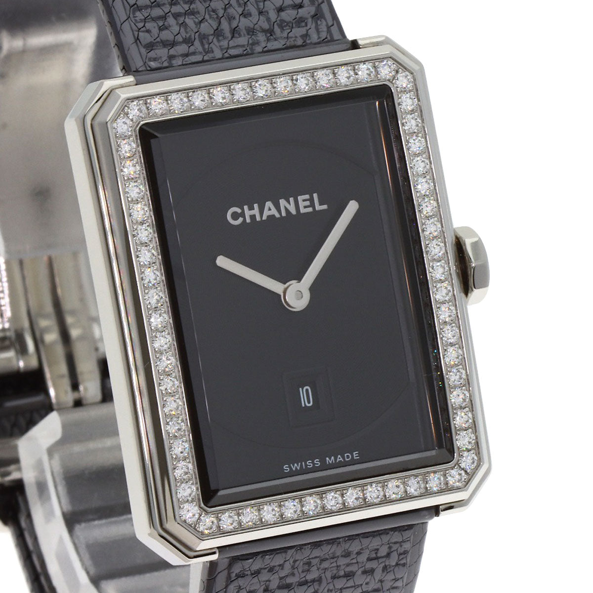 CHANEL シャネル H5318 ボーイフレンド ツイード ダイヤモンド 腕時計 SS レディース 中古