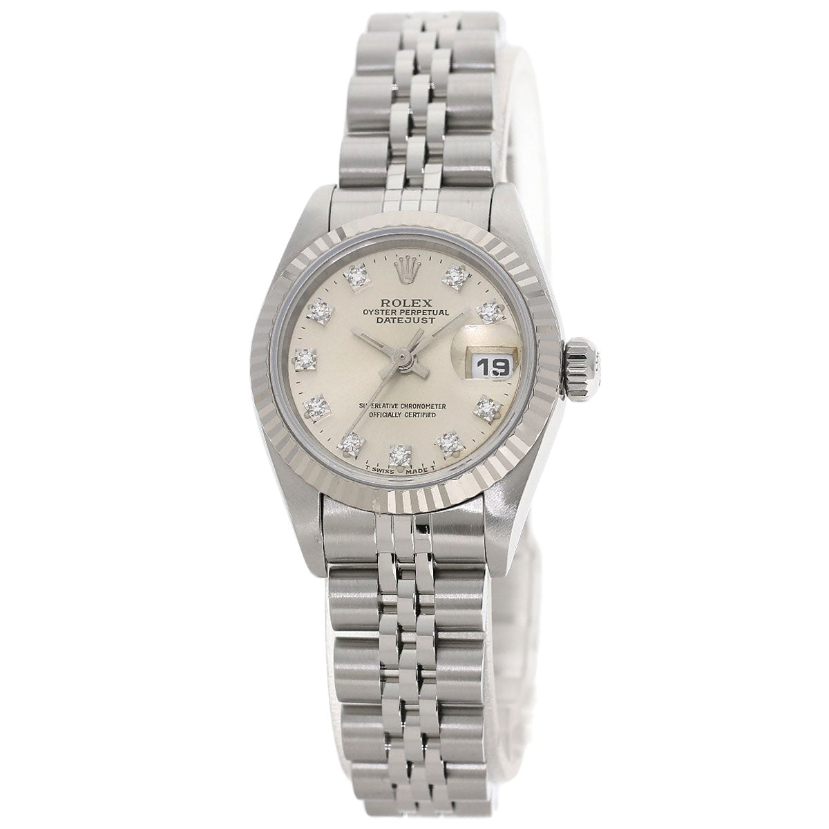 ROLEX ロレックス 69174G デイトジャスト 10P ダイヤモンド 腕時計 SS レディース 中古