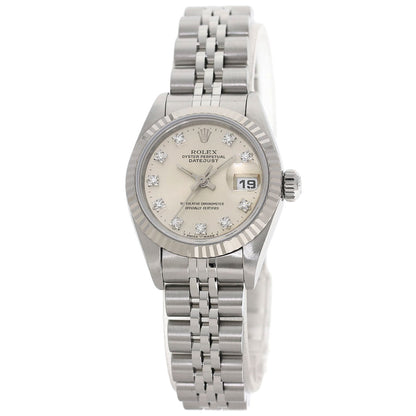 ROLEX ロレックス 69174G デイトジャスト 10P ダイヤモンド 腕時計 SS レディース 中古