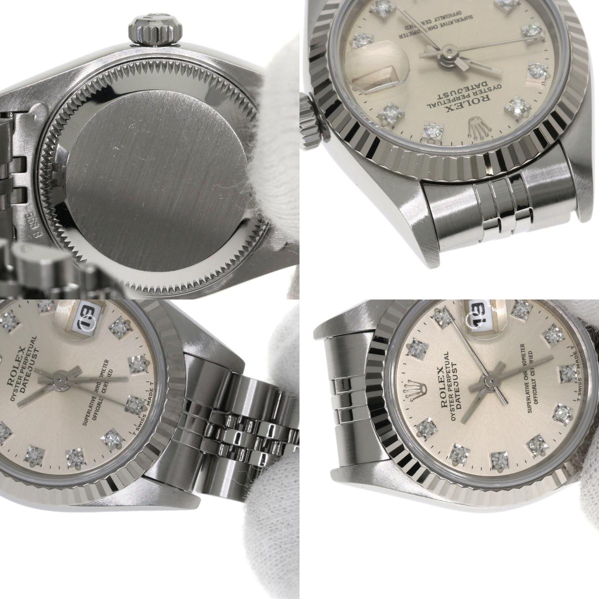 ROLEX ロレックス 69174G デイトジャスト 10P ダイヤモンド 腕時計 SS レディース 中古