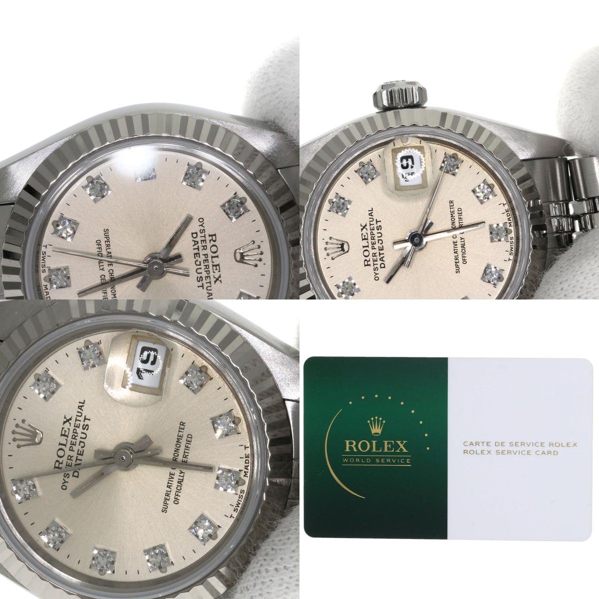 ROLEX ロレックス 69174G デイトジャスト 10P ダイヤモンド 腕時計 SS レディース 中古