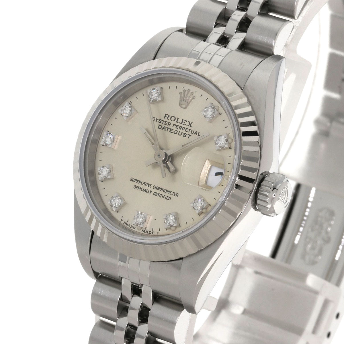 ROLEX ロレックス 69174G デイトジャスト 10P ダイヤモンド 腕時計 SS レディース 中古