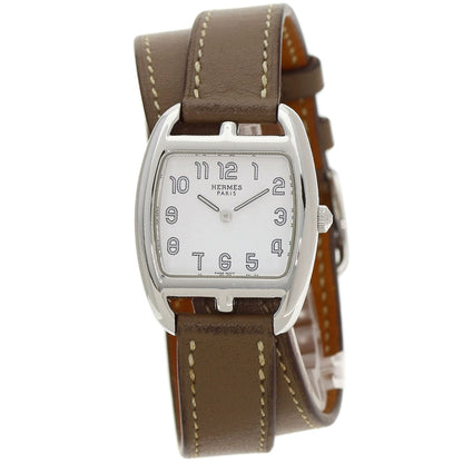 HERMES エルメス CT1.210 ケープコッド ドゥブルトゥール エトゥープ 腕時計 SS レディース 中古