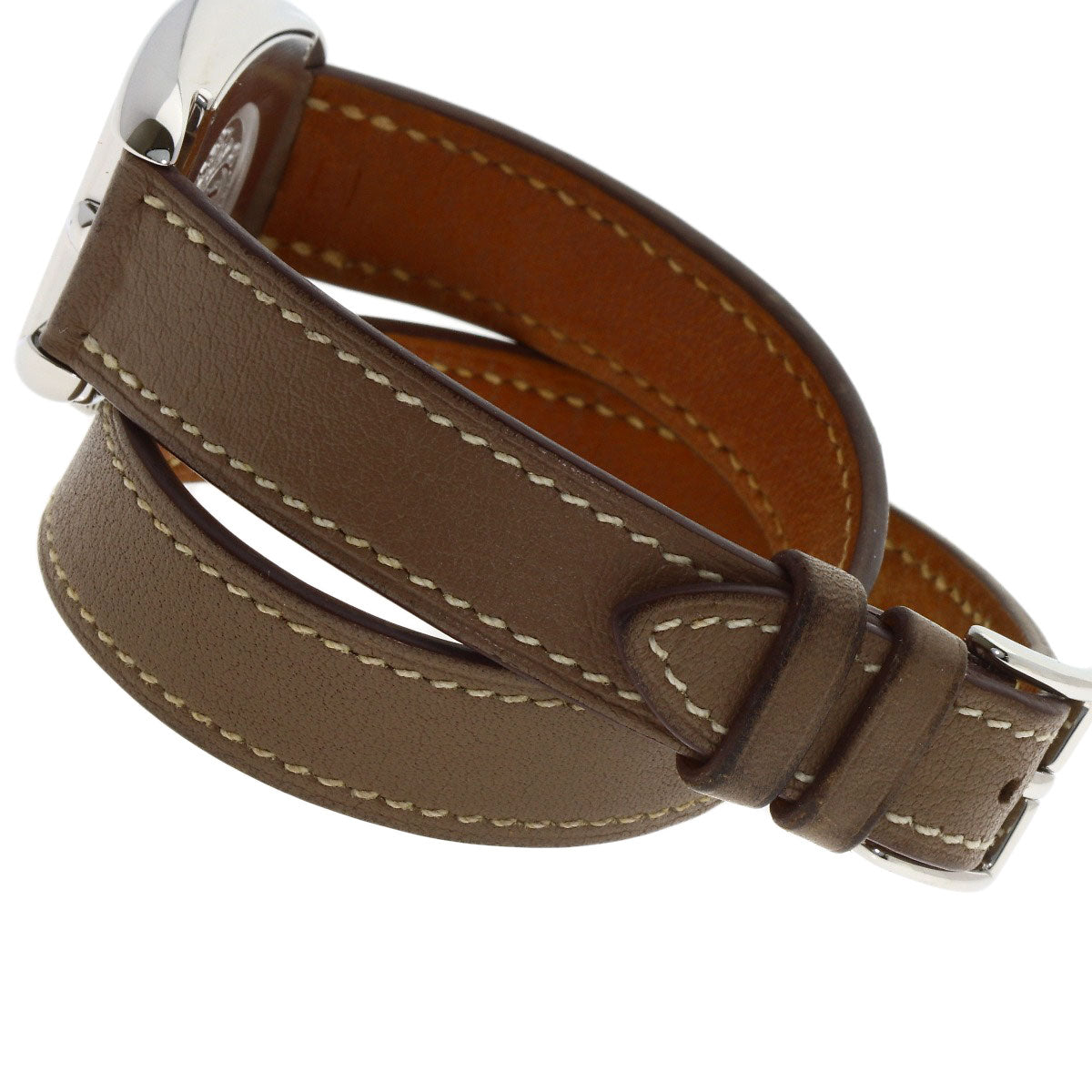 HERMES エルメス CT1.210 ケープコッド ドゥブルトゥール エトゥープ 腕時計 SS レディース 中古