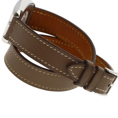 HERMES エルメス CT1.210 ケープコッド ドゥブルトゥール エトゥープ 腕時計 SS レディース 中古