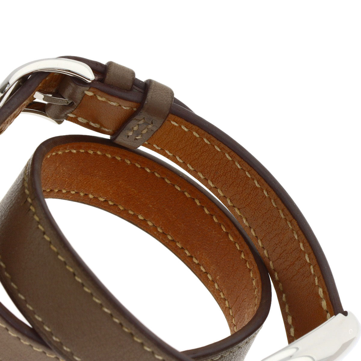 HERMES エルメス CT1.210 ケープコッド ドゥブルトゥール エトゥープ 腕時計 SS レディース 中古