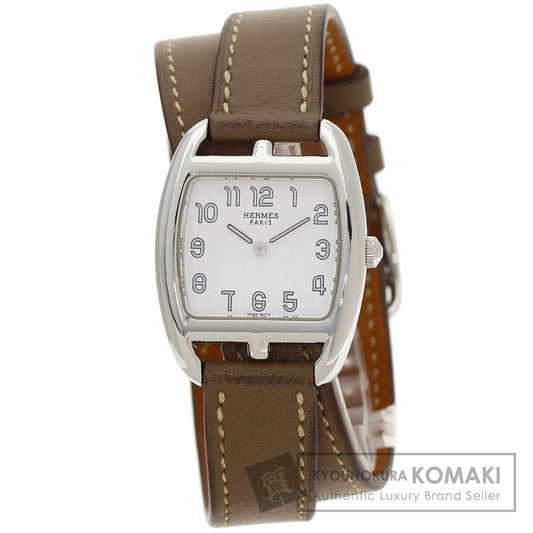 HERMES エルメス CT1.210 ケープコッド ドゥブルトゥール エトゥープ 腕時計 SS レディース 中古