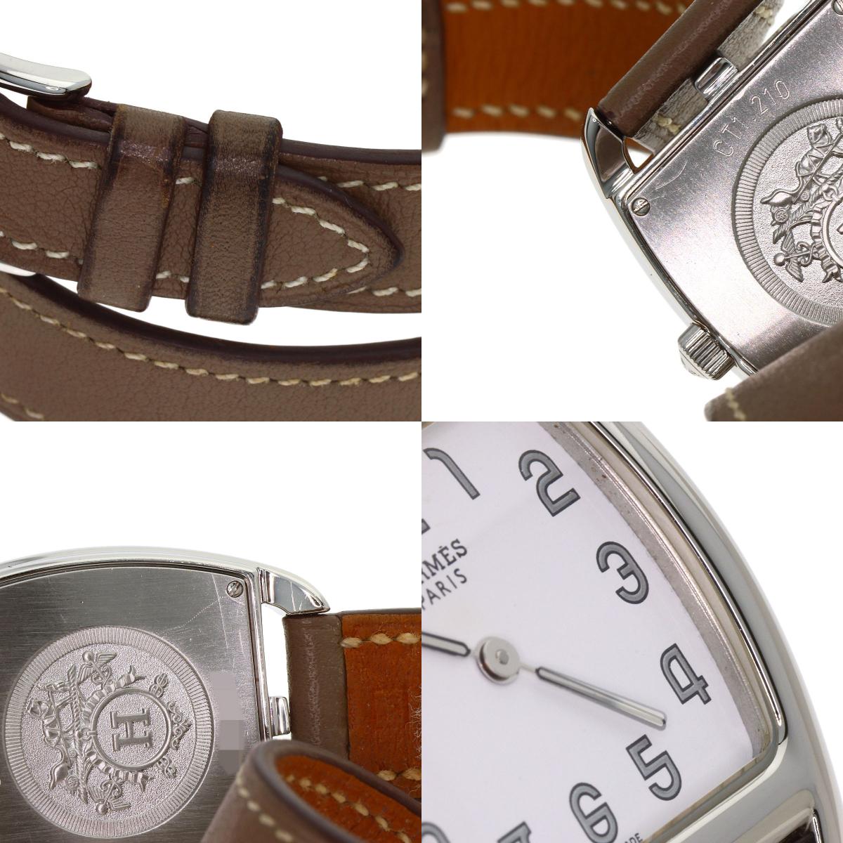 HERMES エルメス CT1.210 ケープコッド ドゥブルトゥール エトゥープ 腕時計 SS レディース 中古