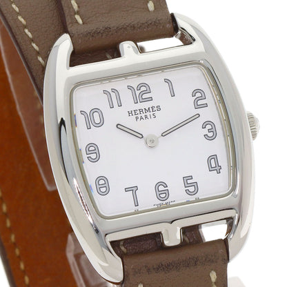 HERMES エルメス CT1.210 ケープコッド ドゥブルトゥール エトゥープ 腕時計 SS レディース 中古
